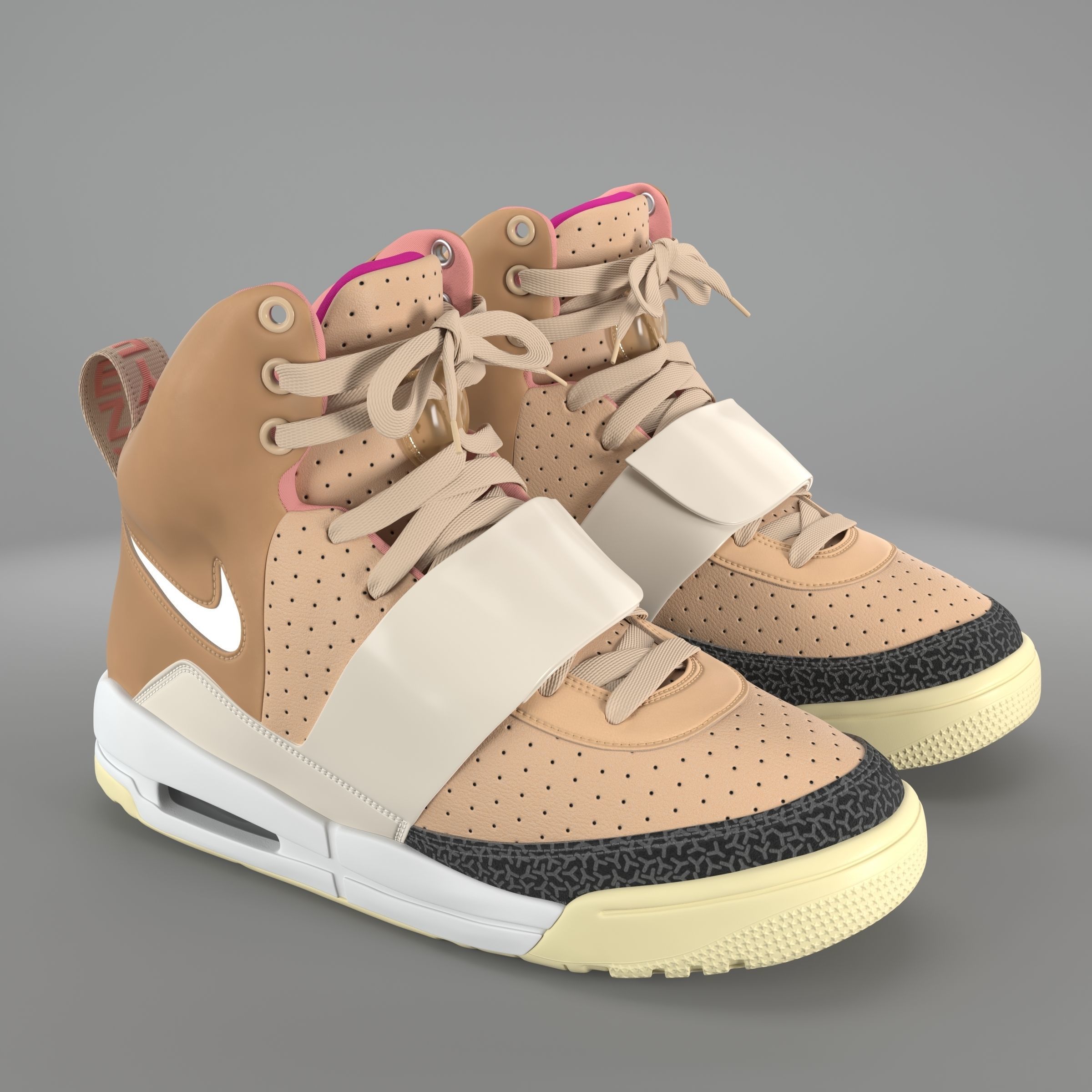 Nike Air Yeezy 1 Net Tan PBR Low-poly 3D model_1