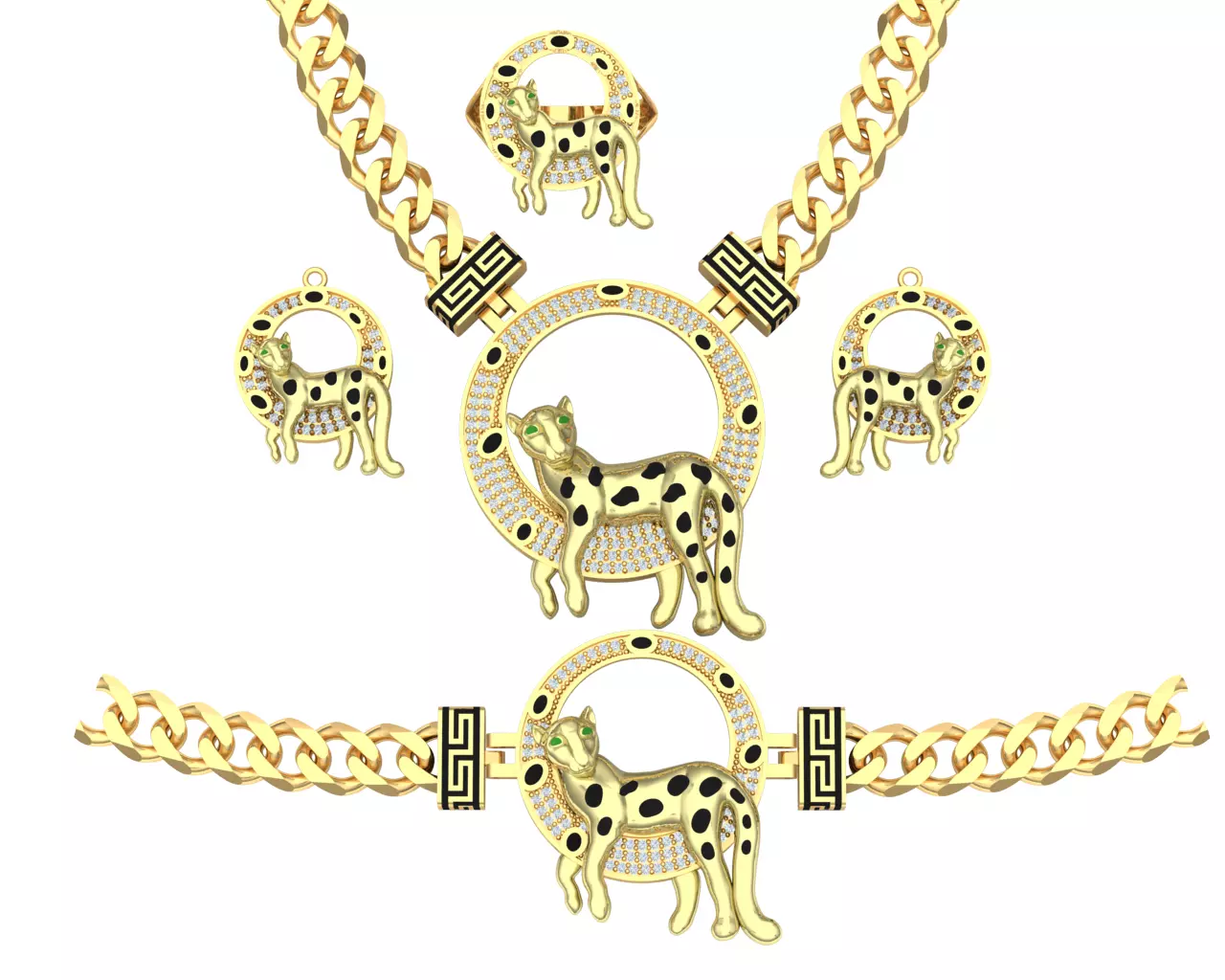 set tegir egyptian jewelry 3D model