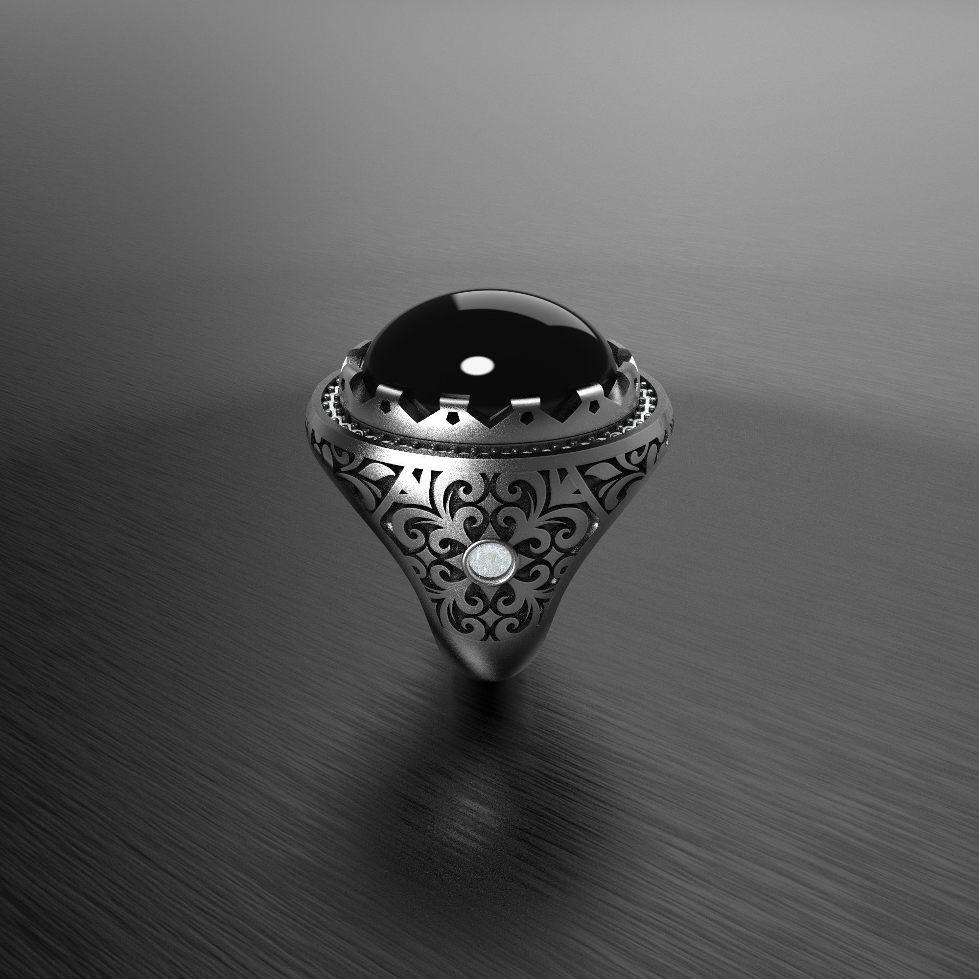 Men ring with stone seamless stl ready to print 3D print model_1