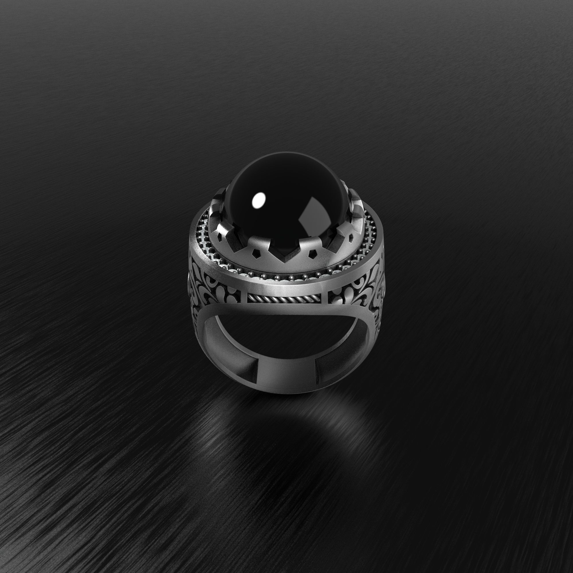 Men ring with stone seamless stl ready to print 3D print model_3