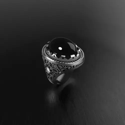 Men ring with stone seamless stl ready to print