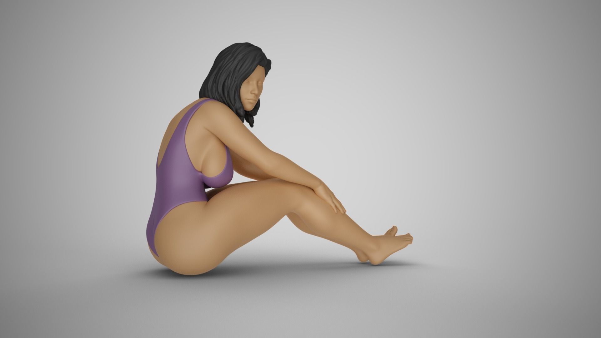 Bored Girl on Beach 3D print model_10