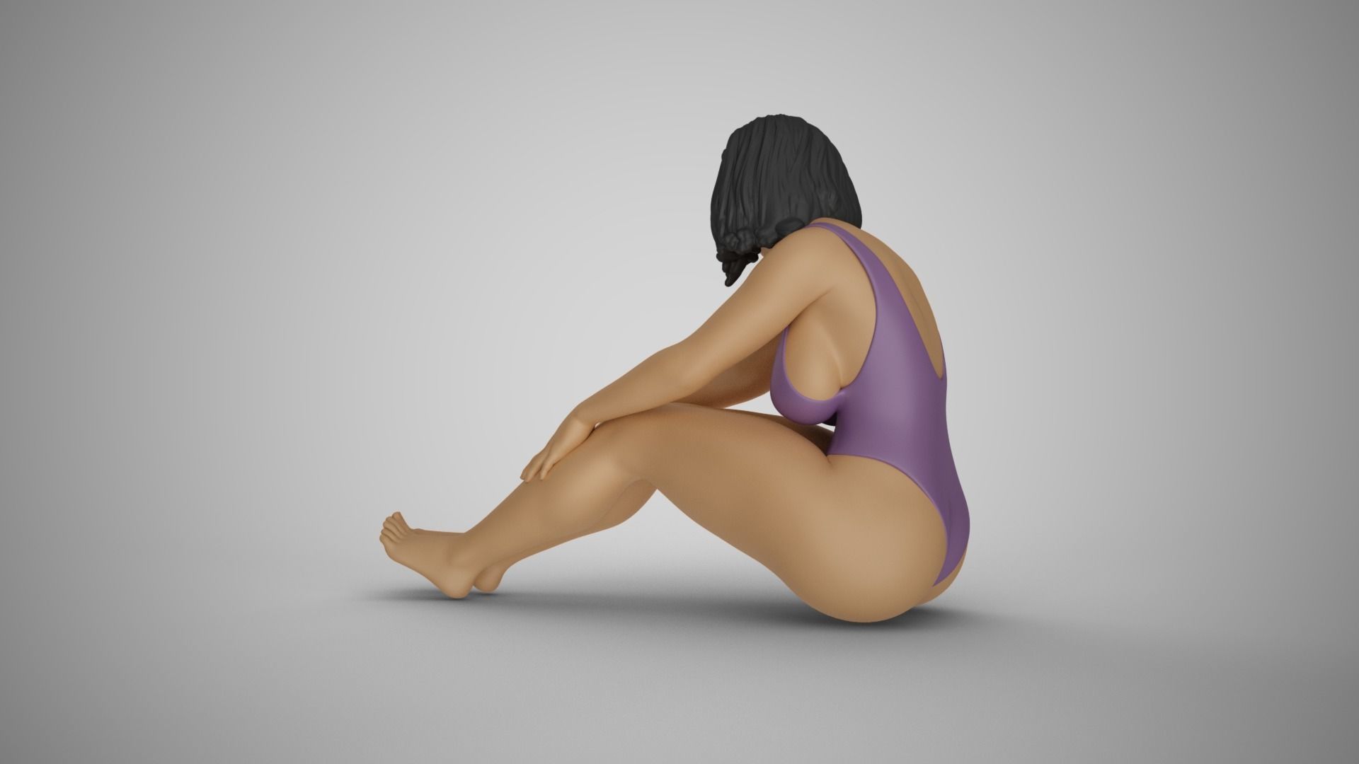 Bored Girl on Beach 3D print model_7