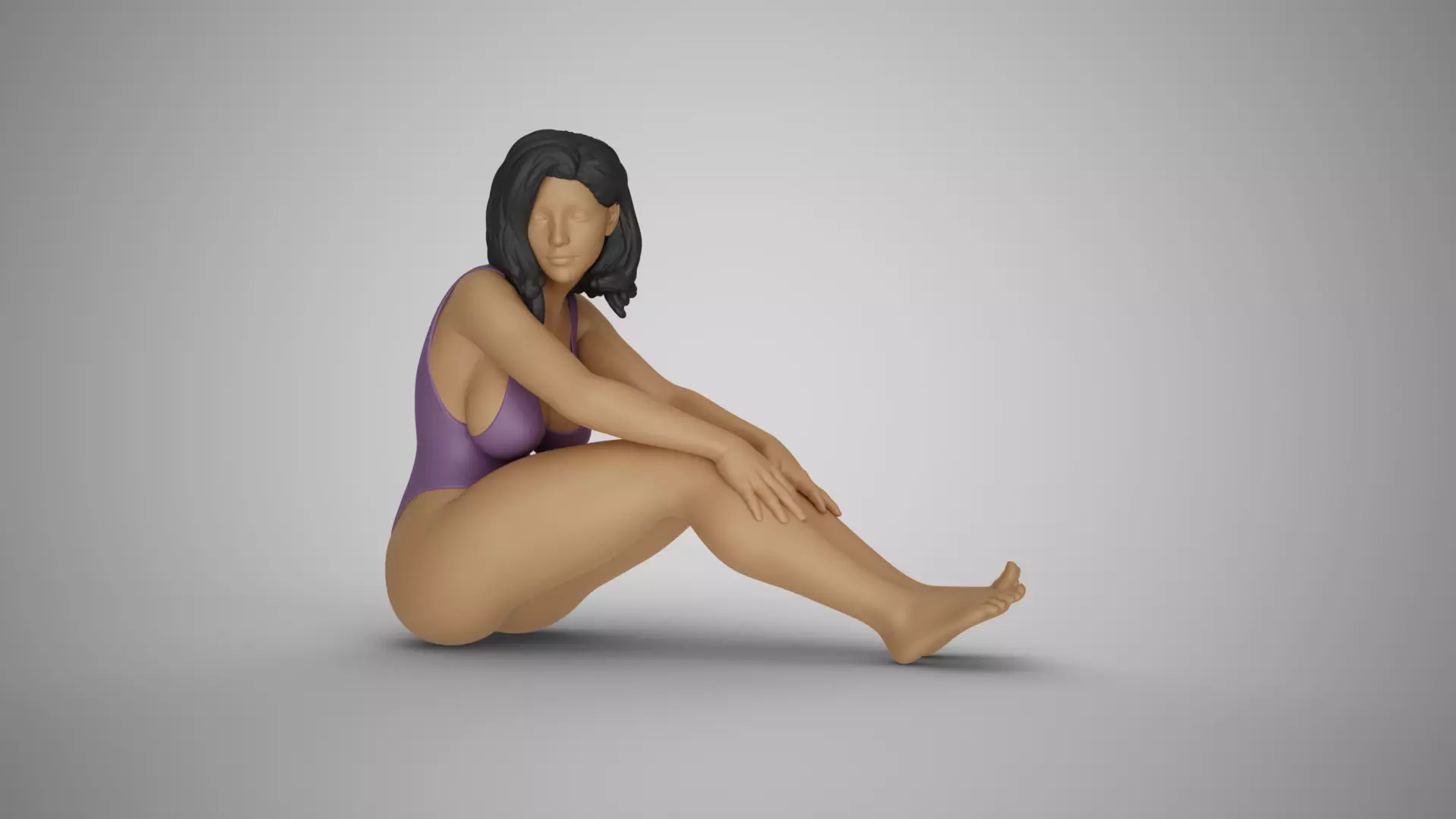 Bored Girl on Beach 3D print model_0