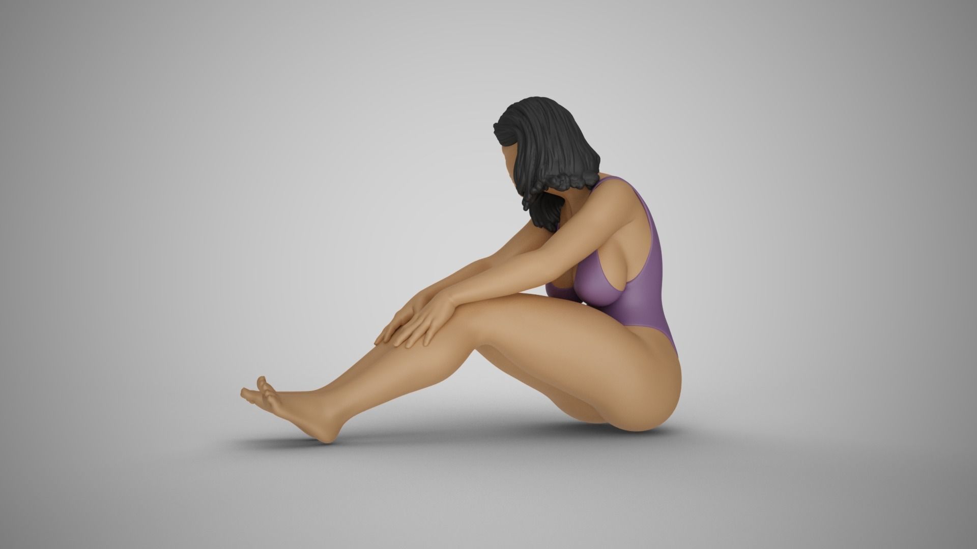 Bored Girl on Beach 3D print model_6