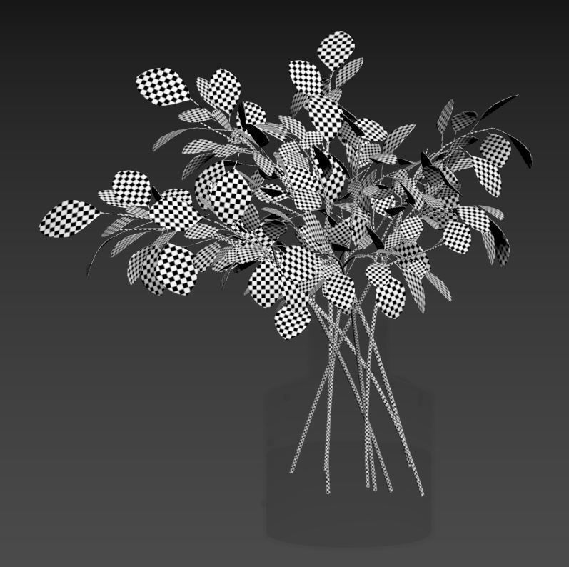 eucalyptus plant in glass vase  3D model_3
