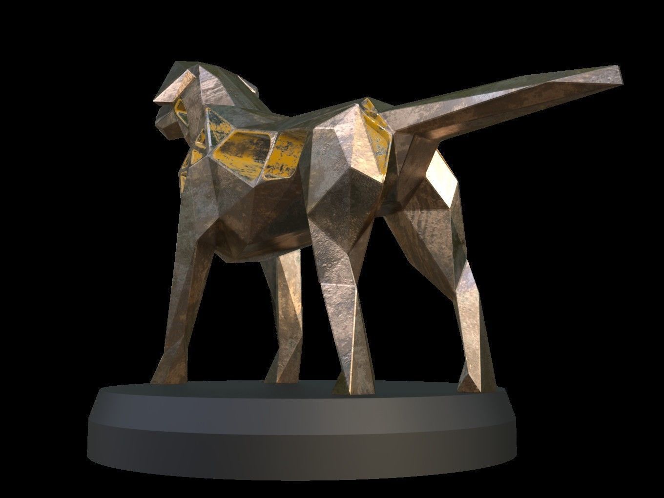 Steampunk Small Tan Dog Pose Low-poly 3D model_4