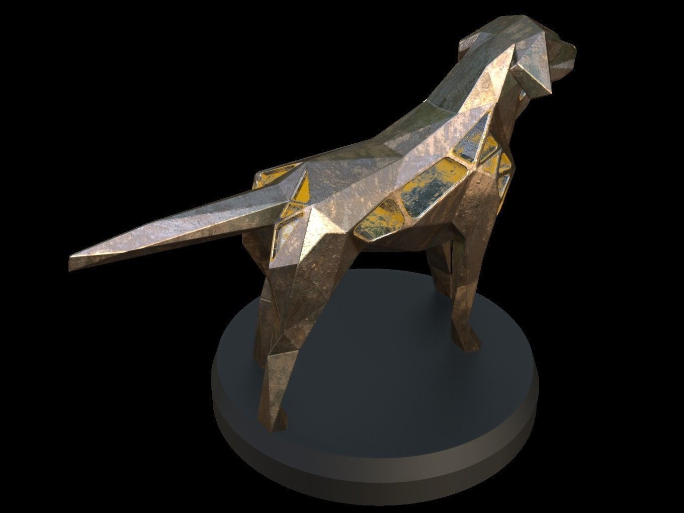 Steampunk Small Tan Dog Pose Low-poly 3D model_6