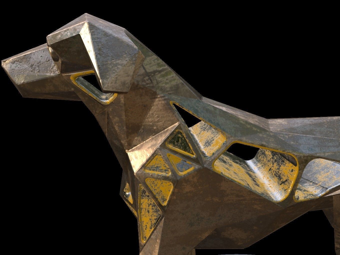 Steampunk Small Tan Dog Pose Low-poly 3D model_12