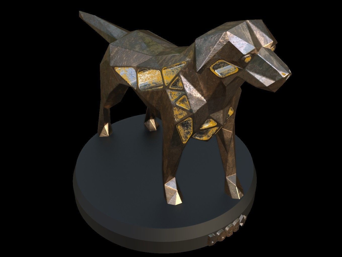 Steampunk Small Tan Dog Pose Low-poly 3D model_8