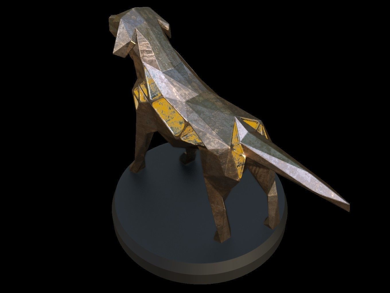 Steampunk Small Tan Dog Pose Low-poly 3D model_3