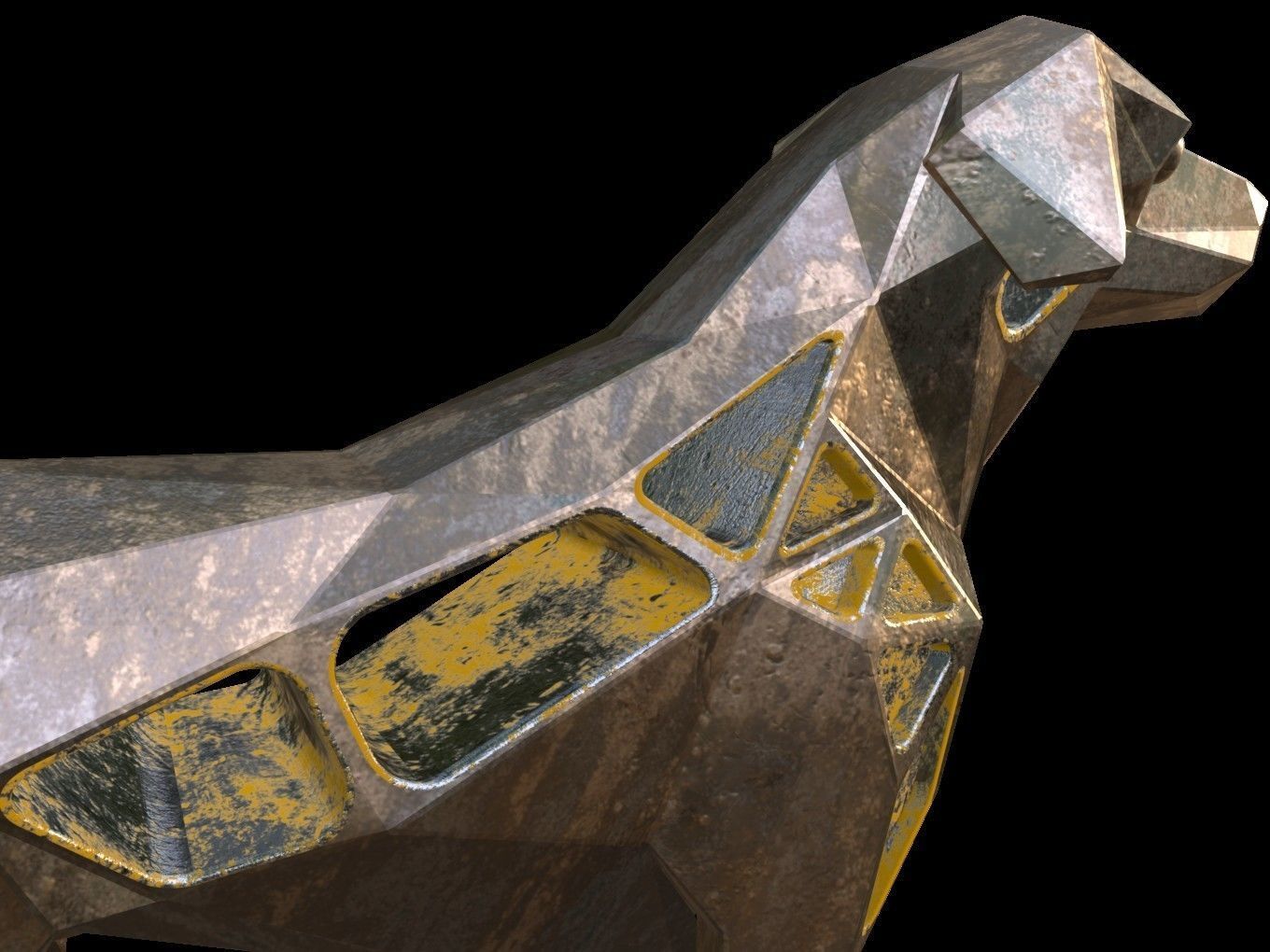 Steampunk Small Tan Dog Pose Low-poly 3D model_11