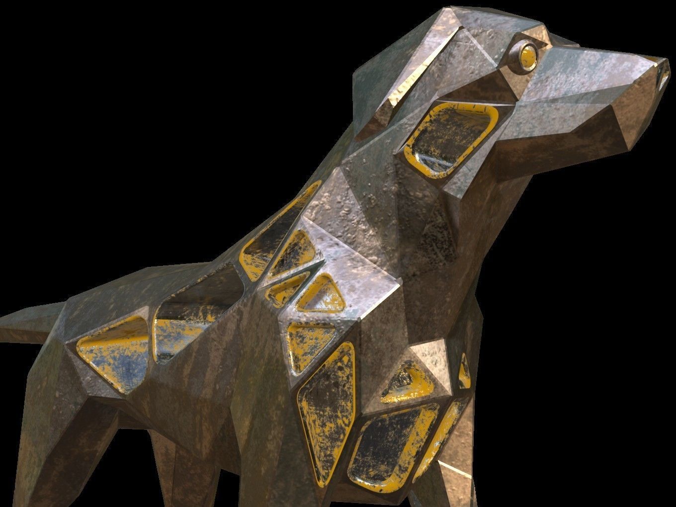 Steampunk Small Tan Dog Pose Low-poly 3D model_10