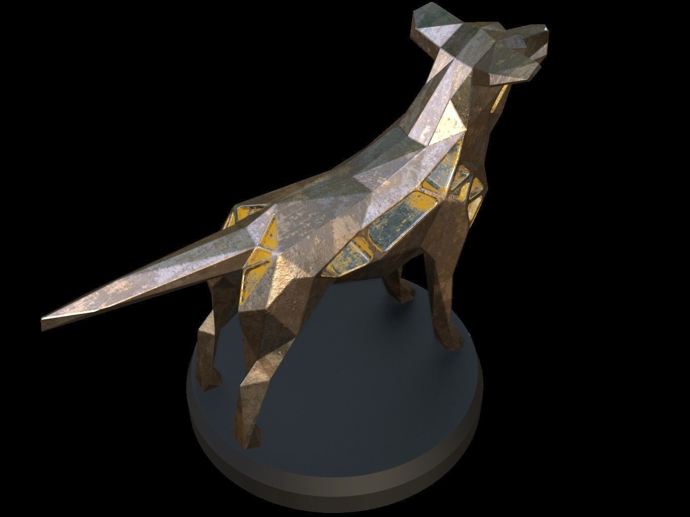 Steampunk Small Tan Dog Low-poly 3D model_6