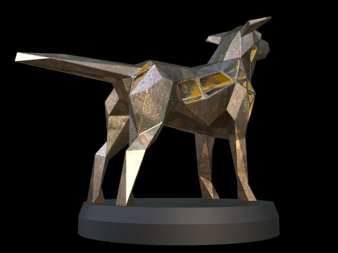 Steampunk Small Tan Dog Low-poly 3D model_5