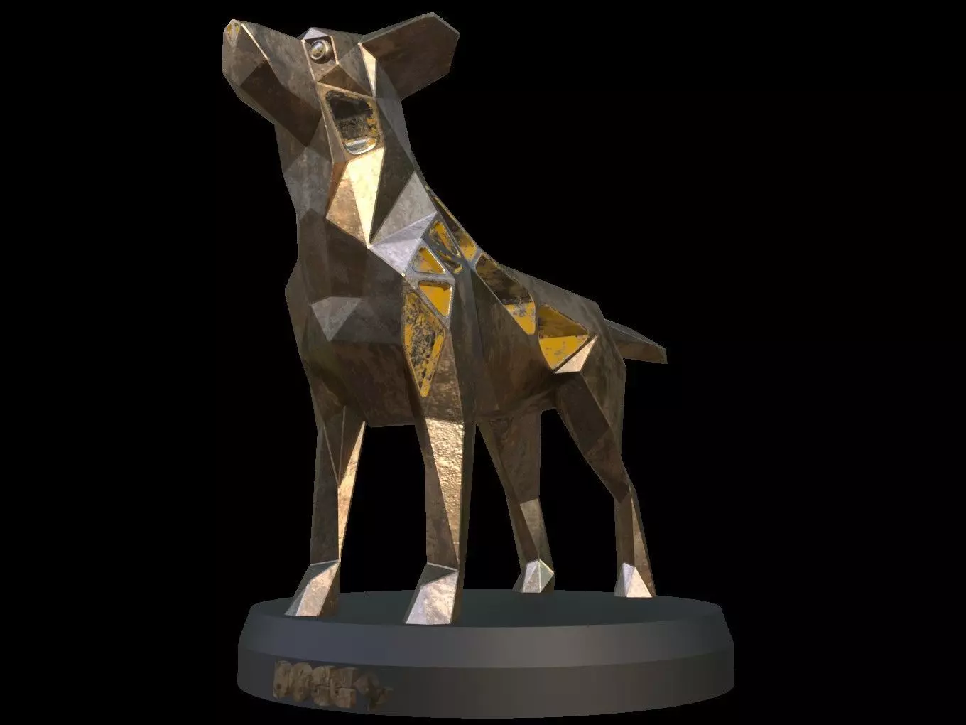 Steampunk Small Tan Dog Low-poly 3D model_0