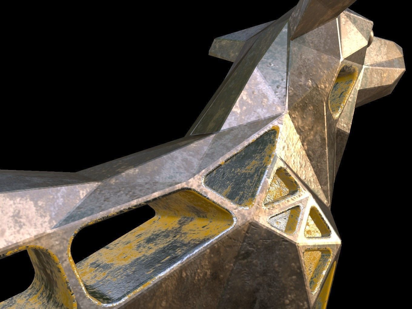 Steampunk Small Tan Dog Low-poly 3D model_11