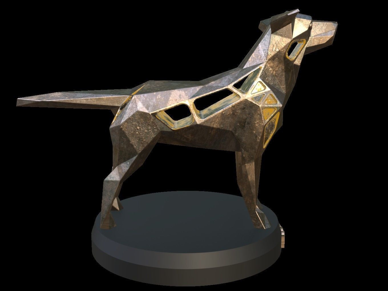 Steampunk Small Tan Dog Low-poly 3D model_7
