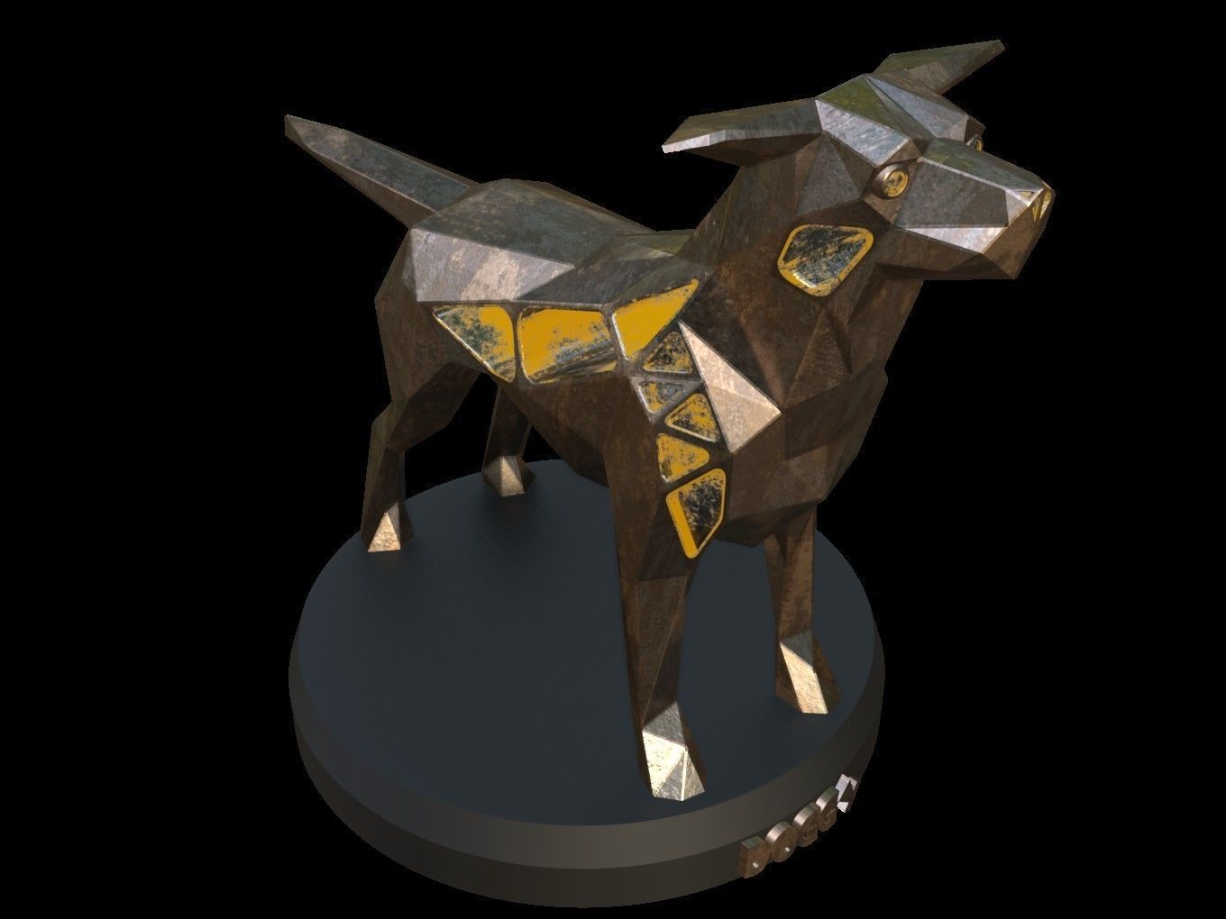 Steampunk Small Tan Dog Low-poly 3D model_8