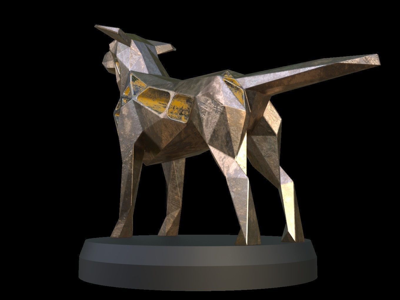 Steampunk Small Tan Dog Low-poly 3D model_4