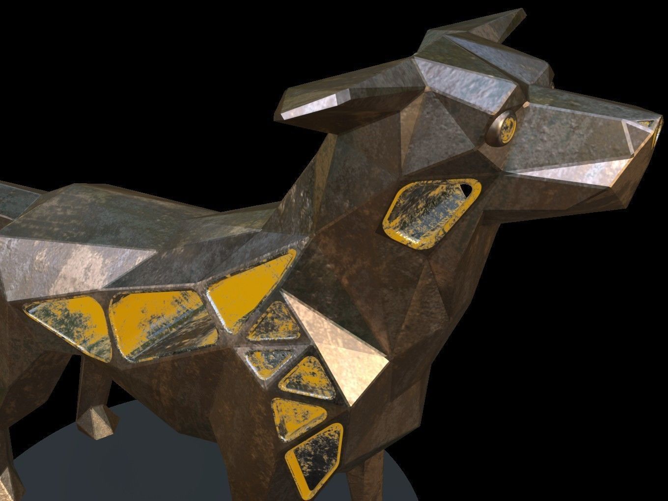 Steampunk Small Tan Dog Low-poly 3D model_10