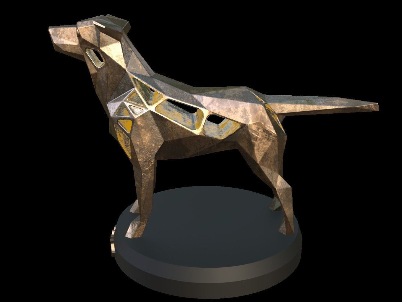Steampunk Small Tan Dog Low-poly 3D model_2