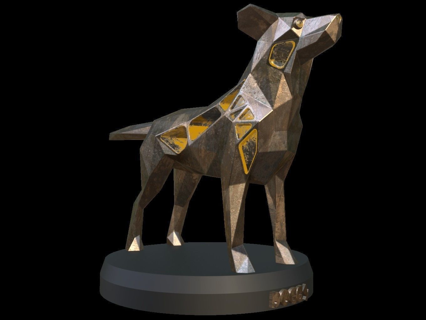 Steampunk Small Tan Dog Low-poly 3D model_9
