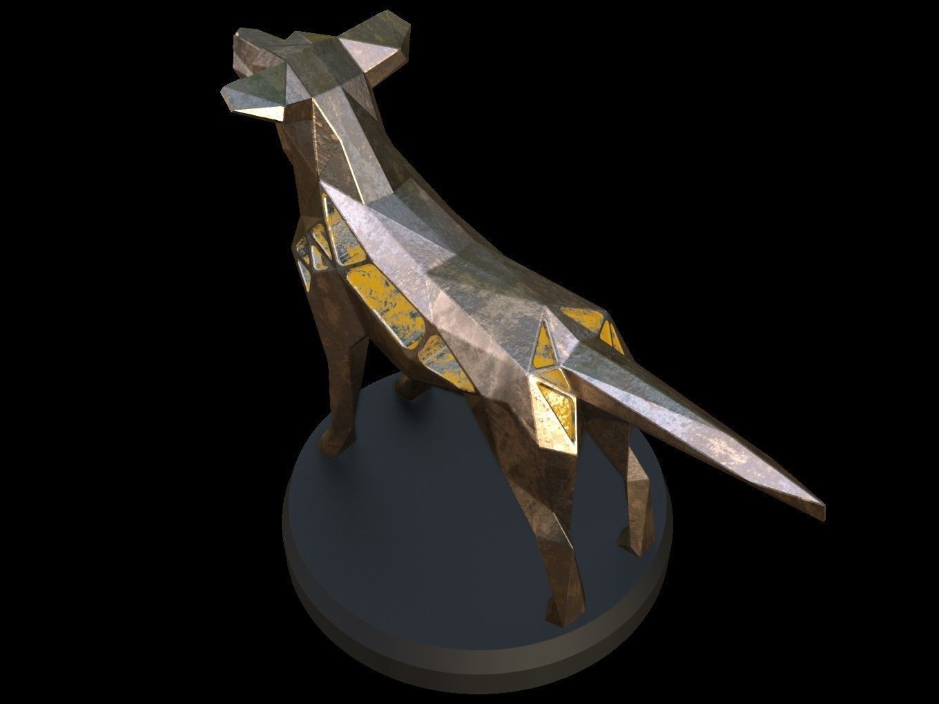 Steampunk Small Tan Dog Low-poly 3D model_3