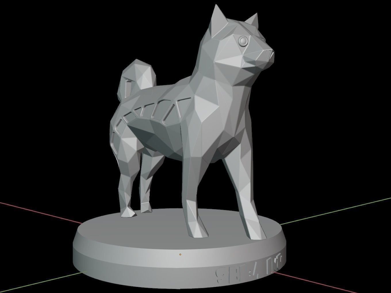 Steampunk Shiba Inu Dog Pose Low-poly 3D model_13