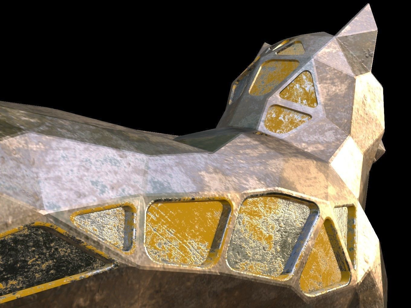 Steampunk Shiba Inu Dog Pose Low-poly 3D model_11