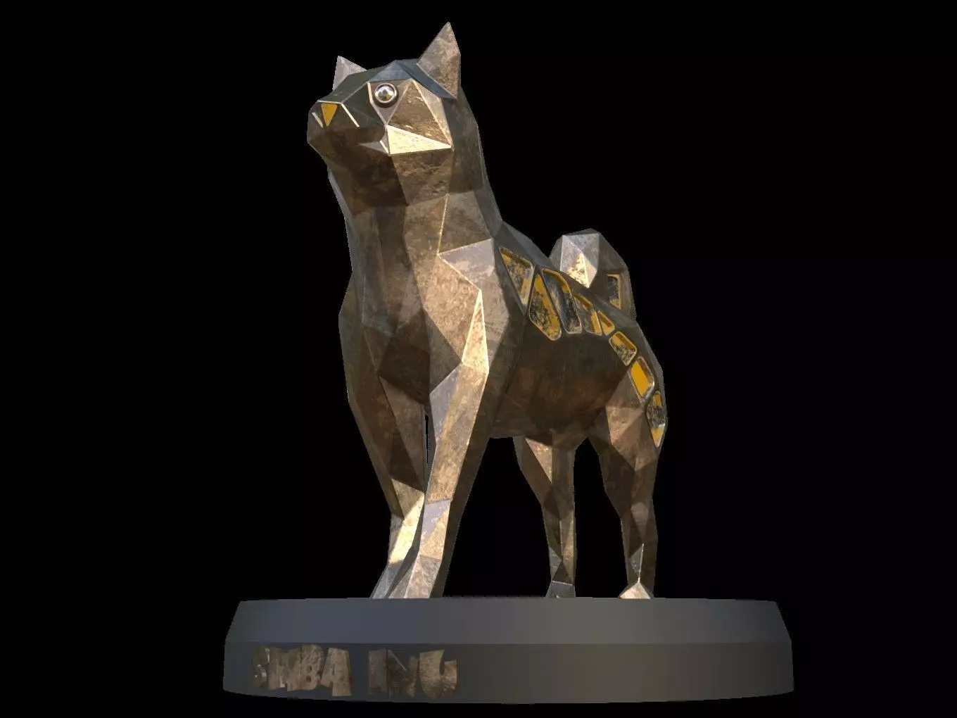 Steampunk Shiba Inu Dog Pose Low-poly 3D model_0