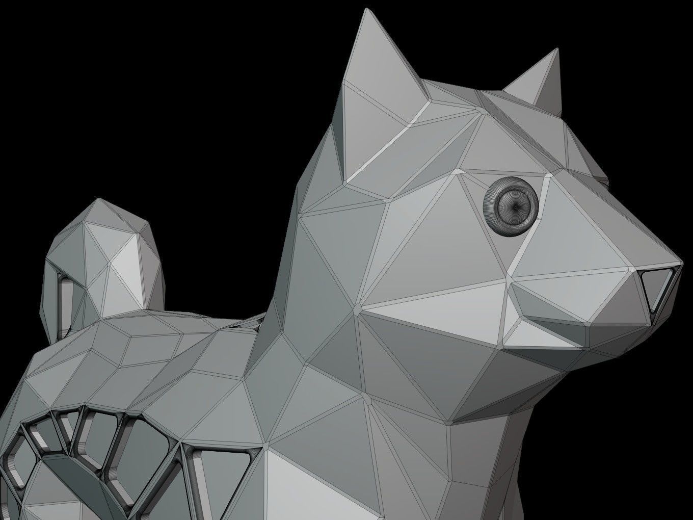 Steampunk Shiba Inu Dog Pose Low-poly 3D model_14