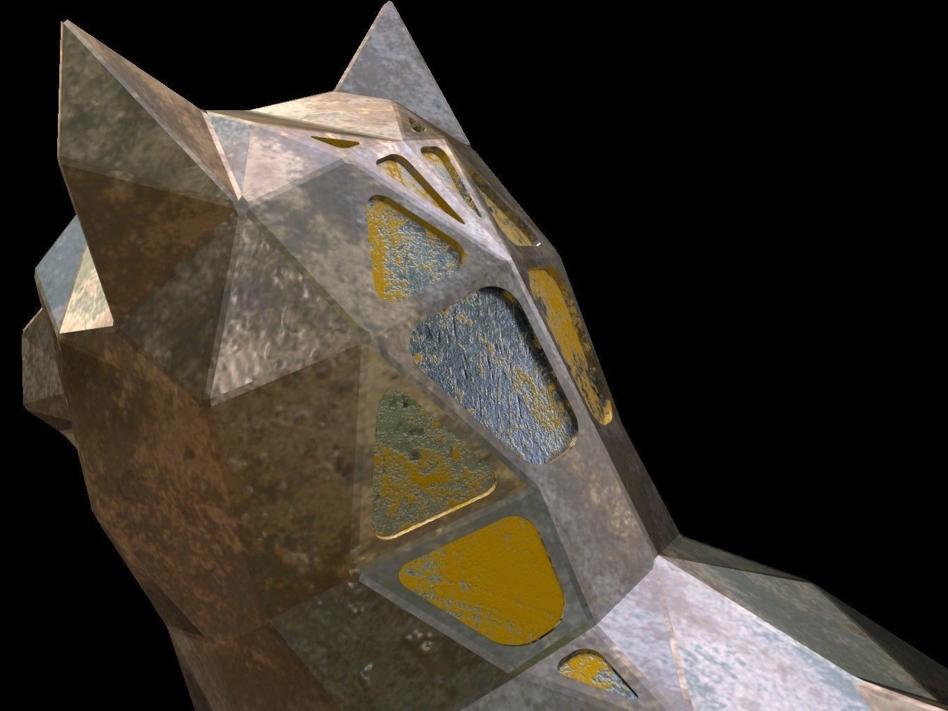 Steampunk Shiba Inu Dog Pose Low-poly 3D model_12