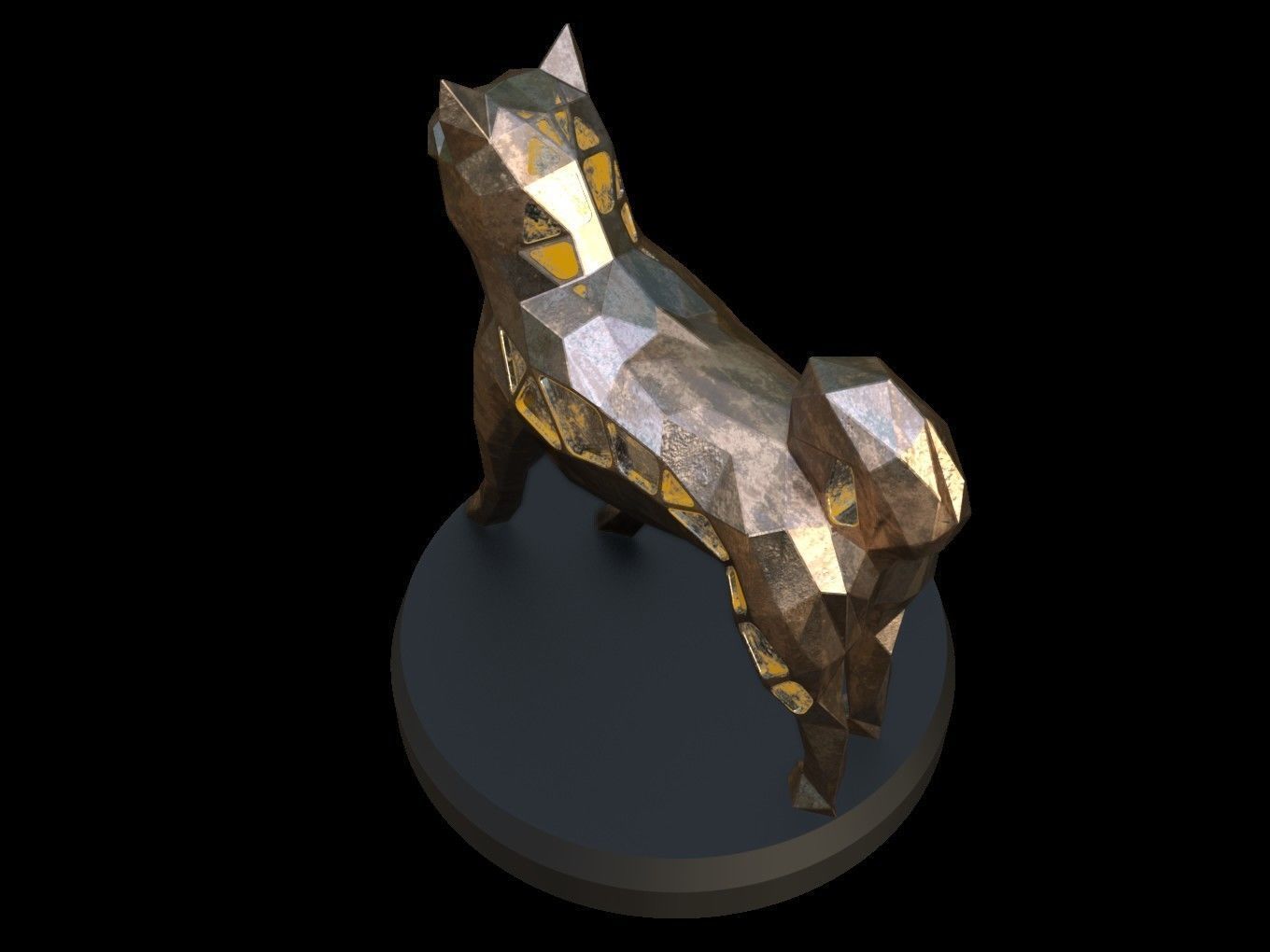 Steampunk Shiba Inu Dog Pose Low-poly 3D model_3