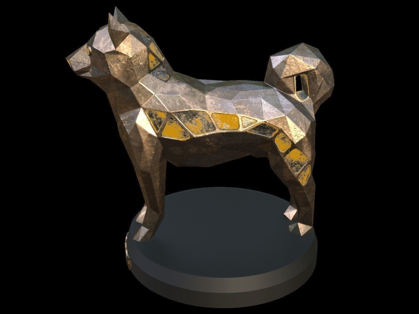 Steampunk Shiba Inu Dog Low-poly 3D model_2
