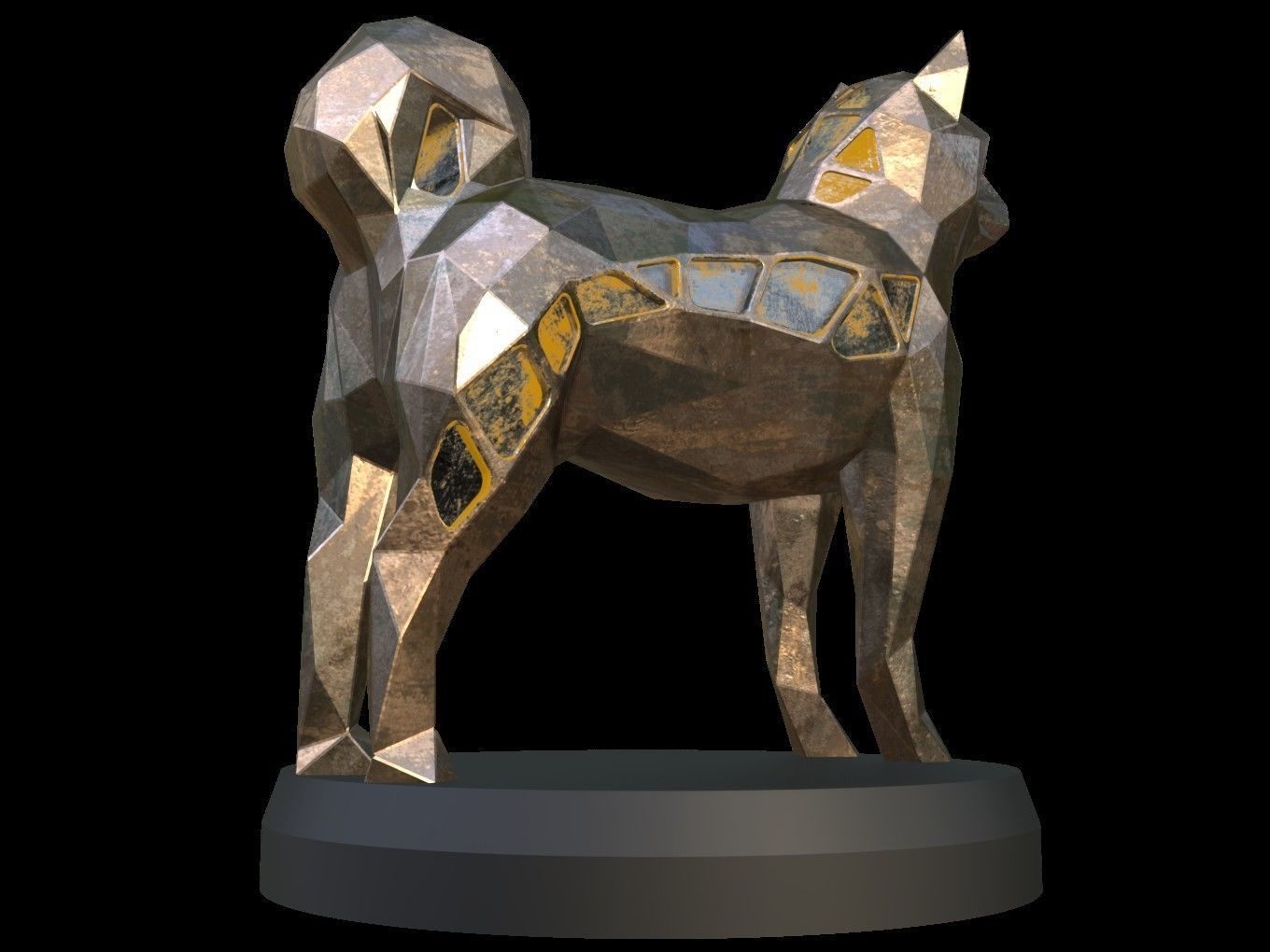 Steampunk Shiba Inu Dog Low-poly 3D model_5