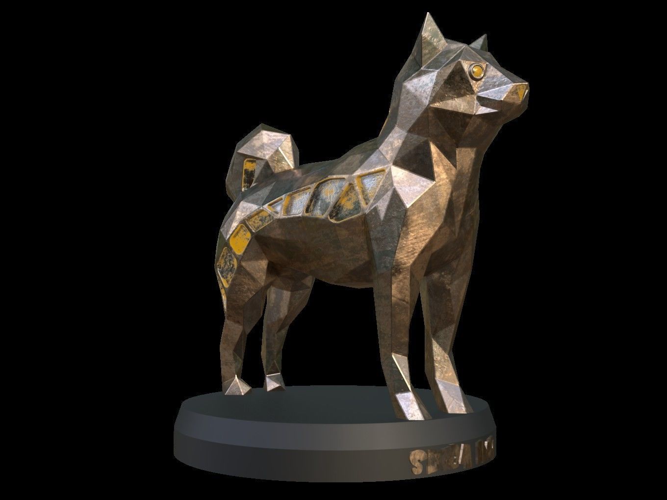 Steampunk Shiba Inu Dog Low-poly 3D model_9