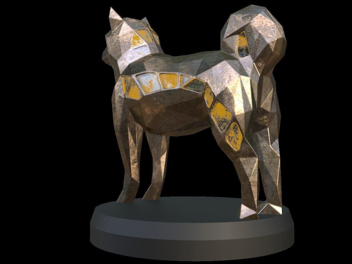 Steampunk Shiba Inu Dog Low-poly 3D model_4