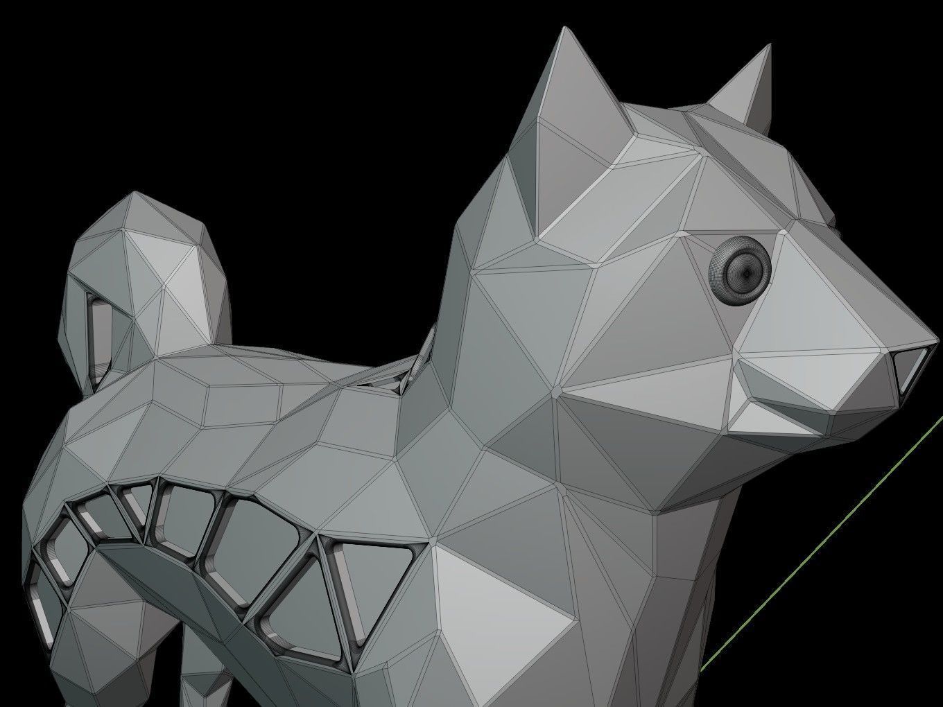 Steampunk Shiba Inu Dog Low-poly 3D model_14