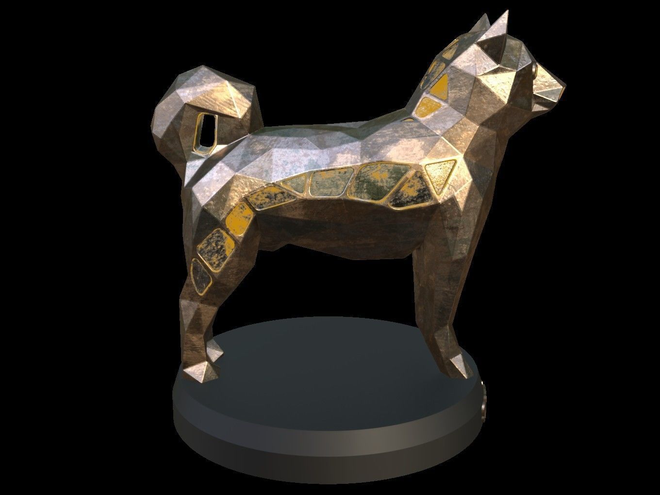 Steampunk Shiba Inu Dog Low-poly 3D model_7
