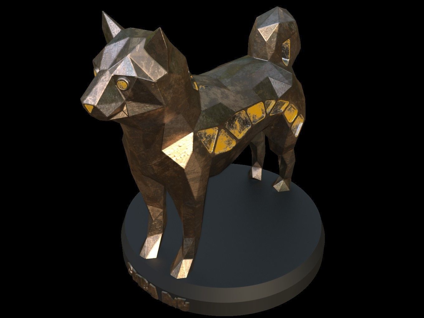 Steampunk Shiba Inu Dog Low-poly 3D model_1