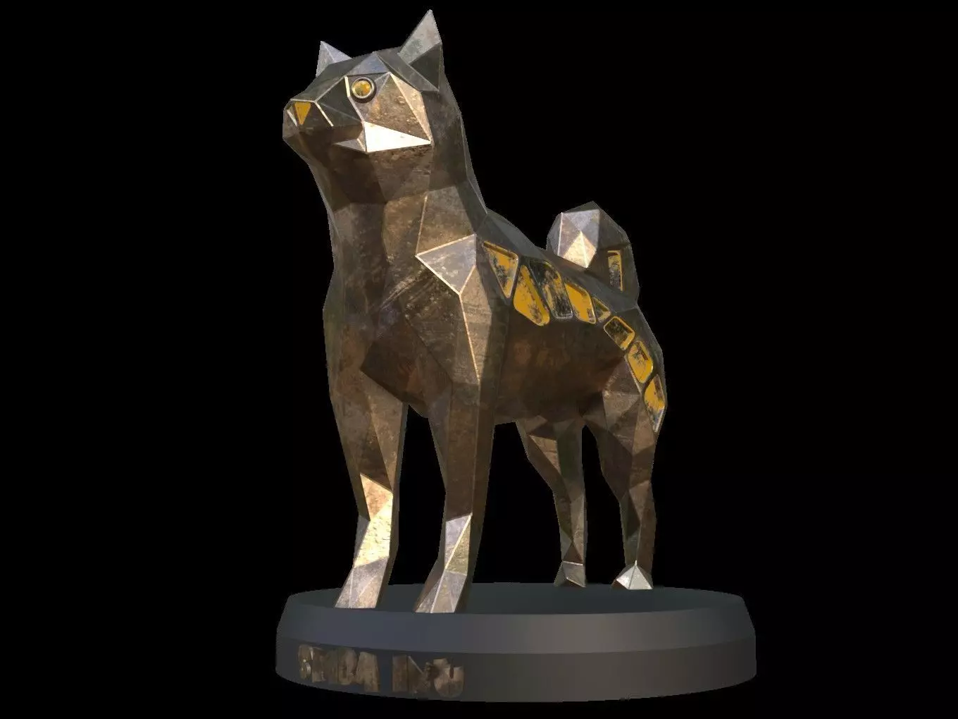 Steampunk Shiba Inu Dog Low-poly 3D model_0