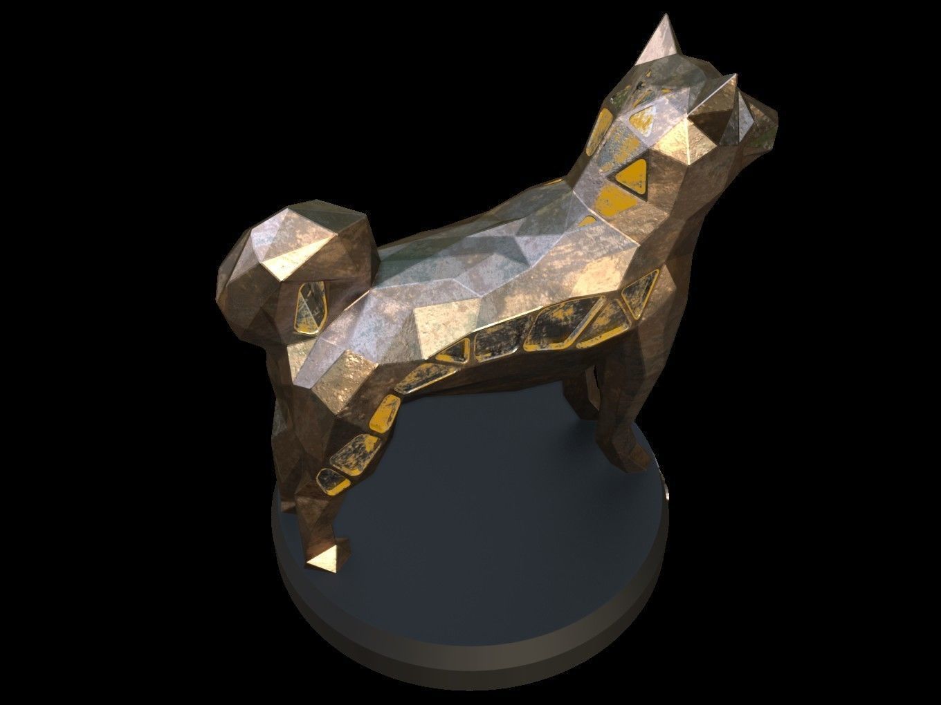 Steampunk Shiba Inu Dog Low-poly 3D model_6