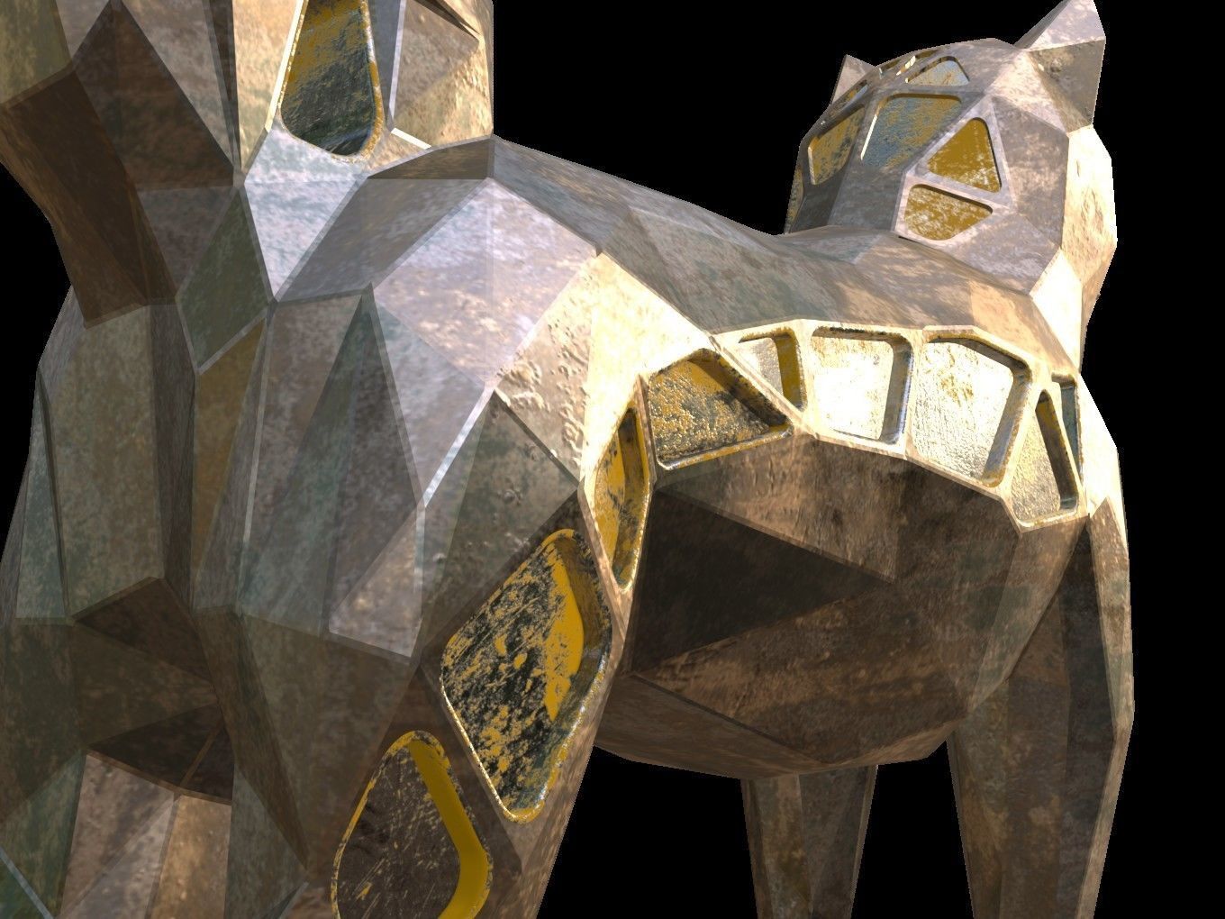 Steampunk Shiba Inu Dog Low-poly 3D model_10