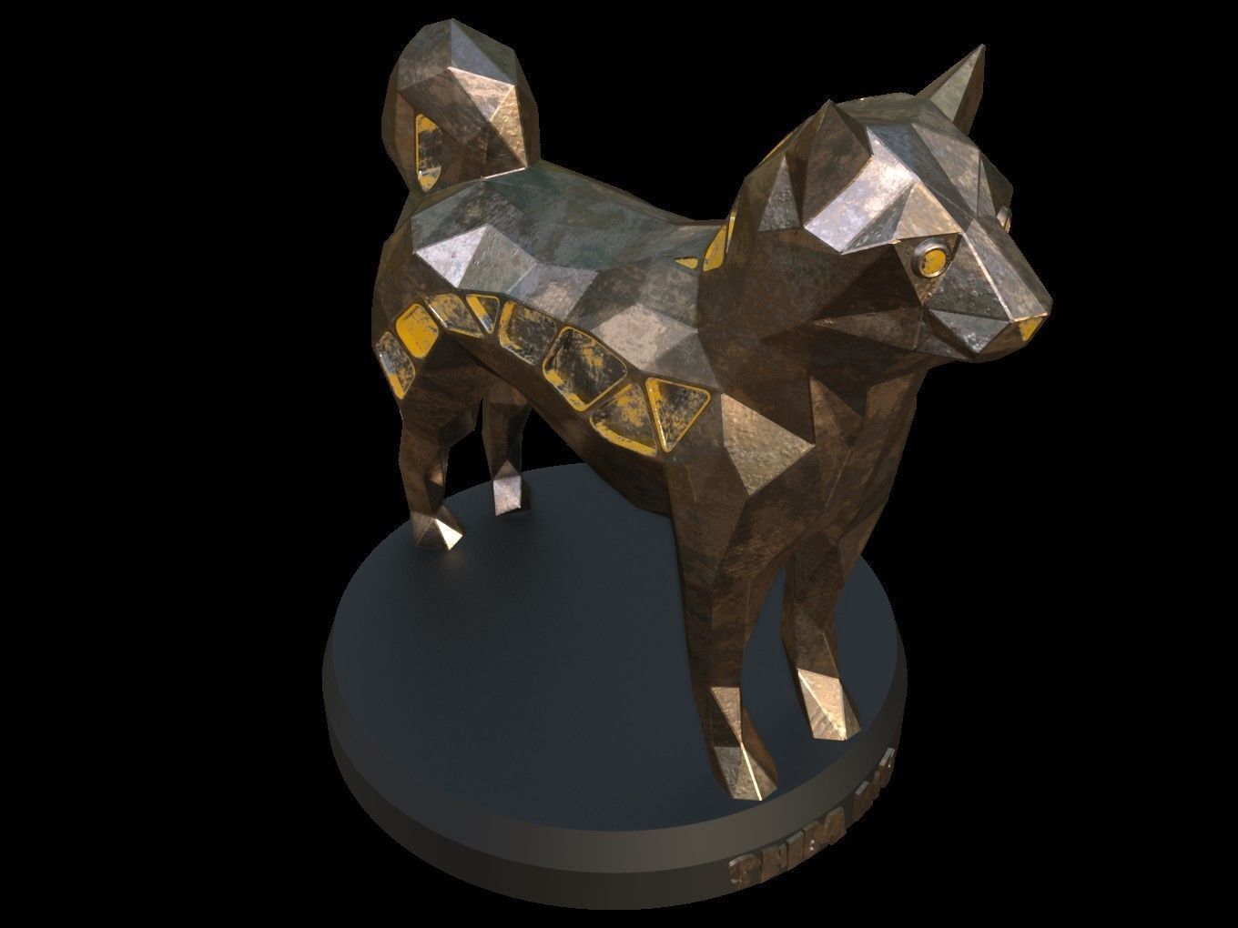 Steampunk Shiba Inu Dog Low-poly 3D model_8