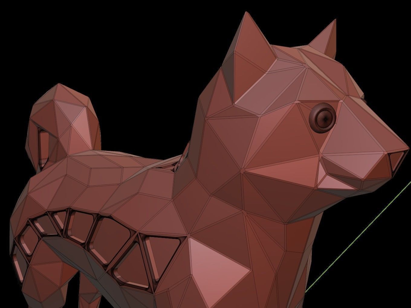 Steampunk Shiba Inu Dog Low-poly 3D model_15