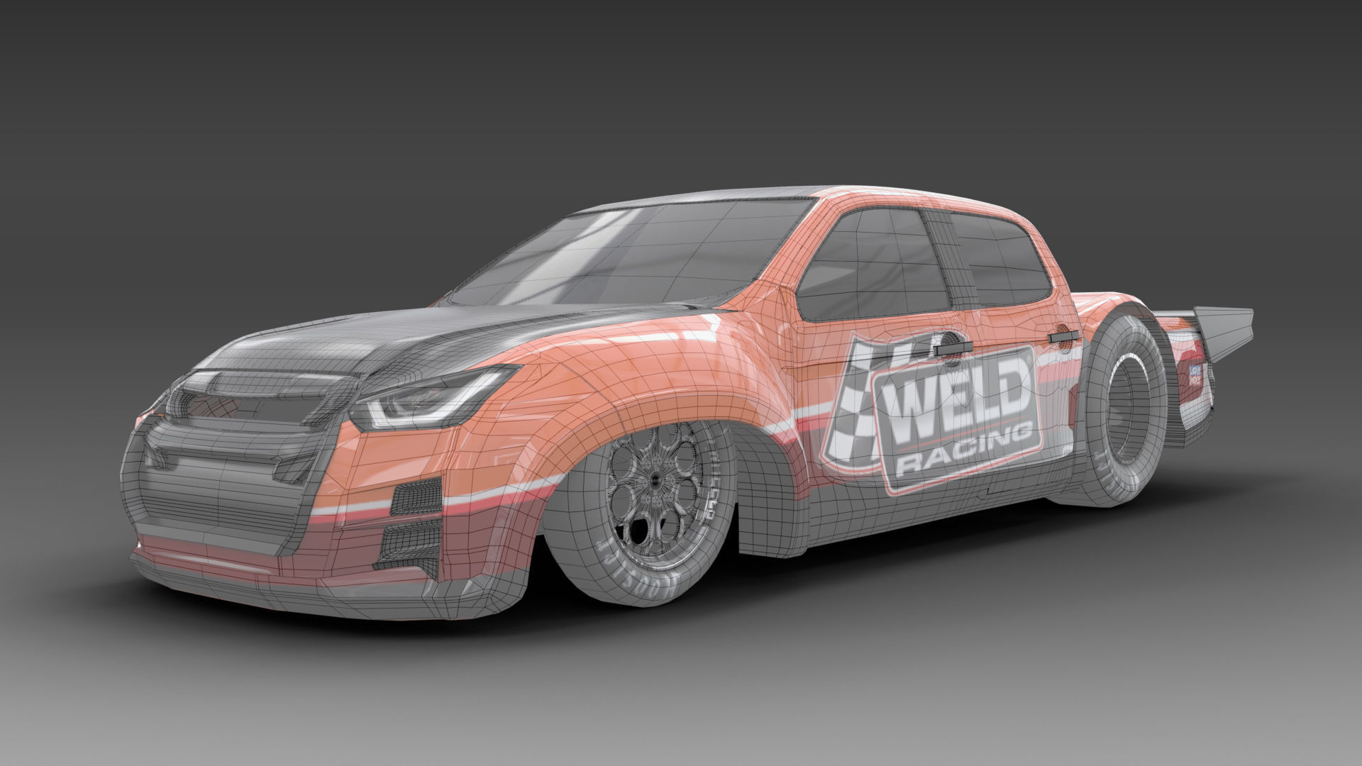 Allnew Dmax 2020 dragster space frame Low-poly 3D model_6