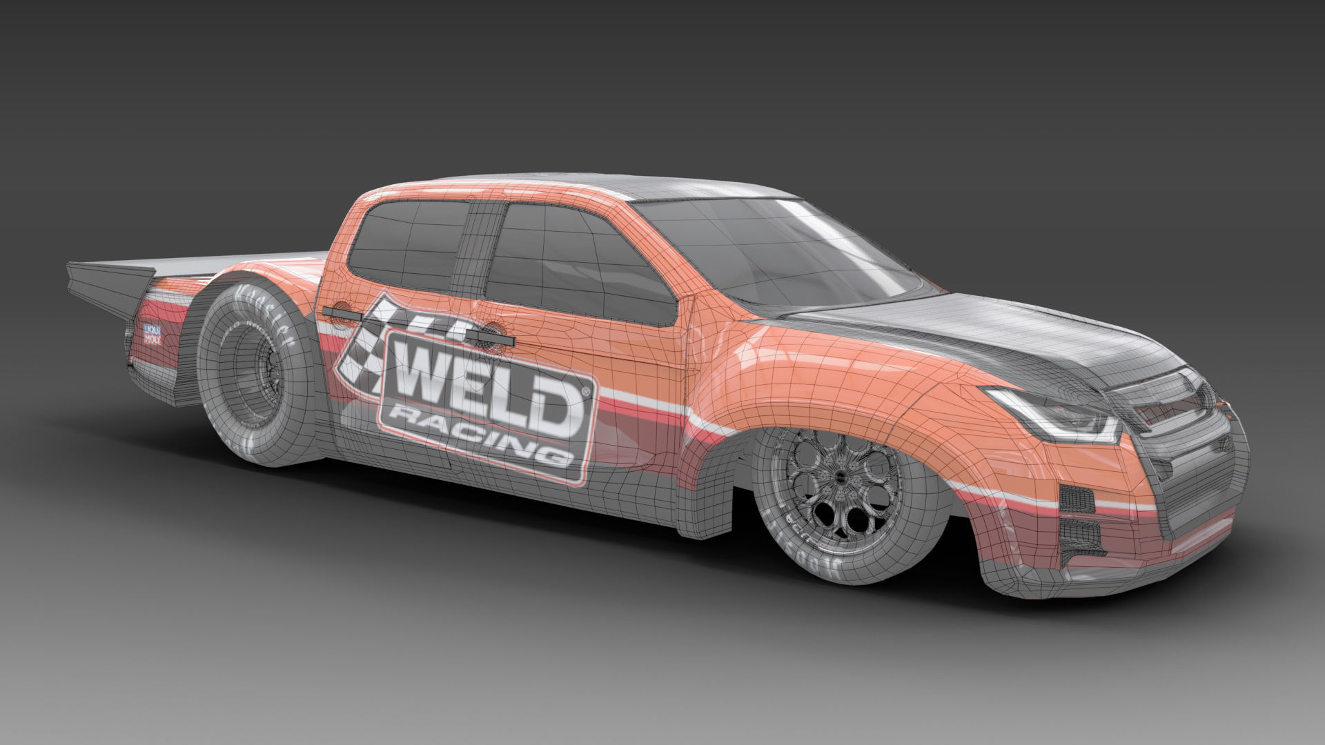 Allnew Dmax 2020 dragster space frame Low-poly 3D model_9