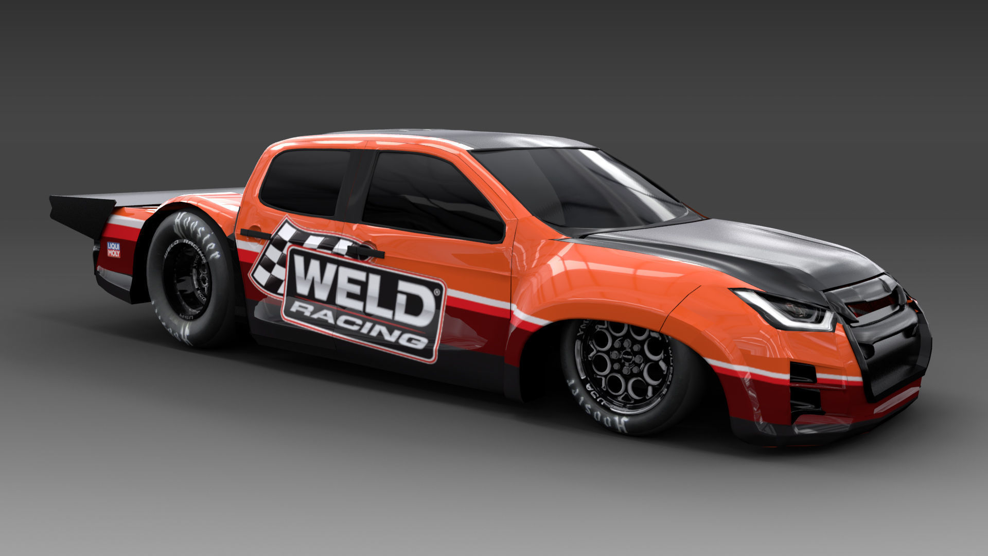 Allnew Dmax 2020 dragster space frame Low-poly 3D model_4