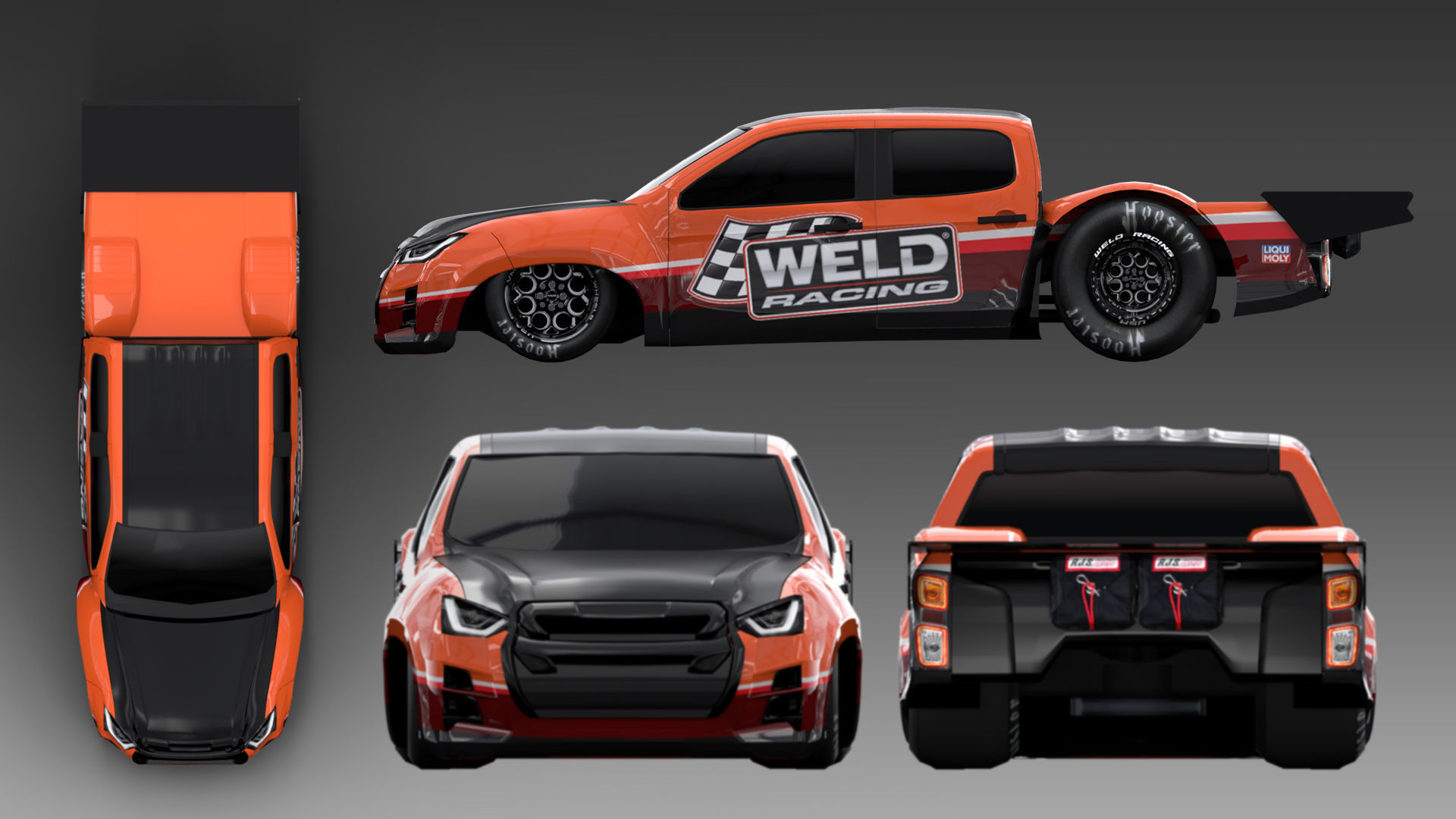 Allnew Dmax 2020 dragster space frame Low-poly 3D model_5